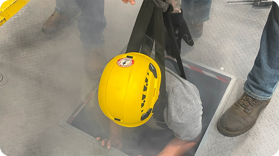 Firefighter Safe instructor leading confined space safety training